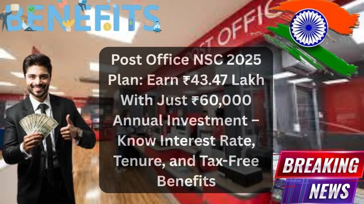 Post Office NSC 2025 Plan: Earn ₹43.47 Lakh With Just ₹60,000 Annual Investment – Know Interest Rate, Tenure, and Tax-Free Benefits